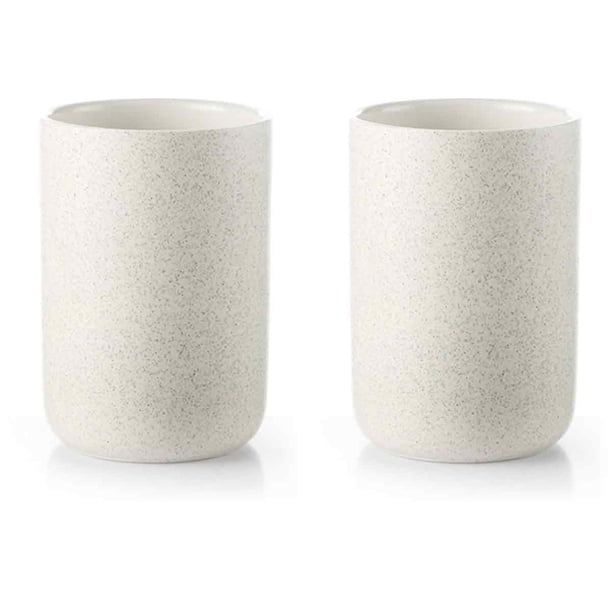 Portacepillos de dientes para baños - Juego de 2 tazas de cerámica para cepillos de dientes y pasta de dientes, vasos para baño, vaso reutilizable para enjuague bucal y cepillo de dientes,