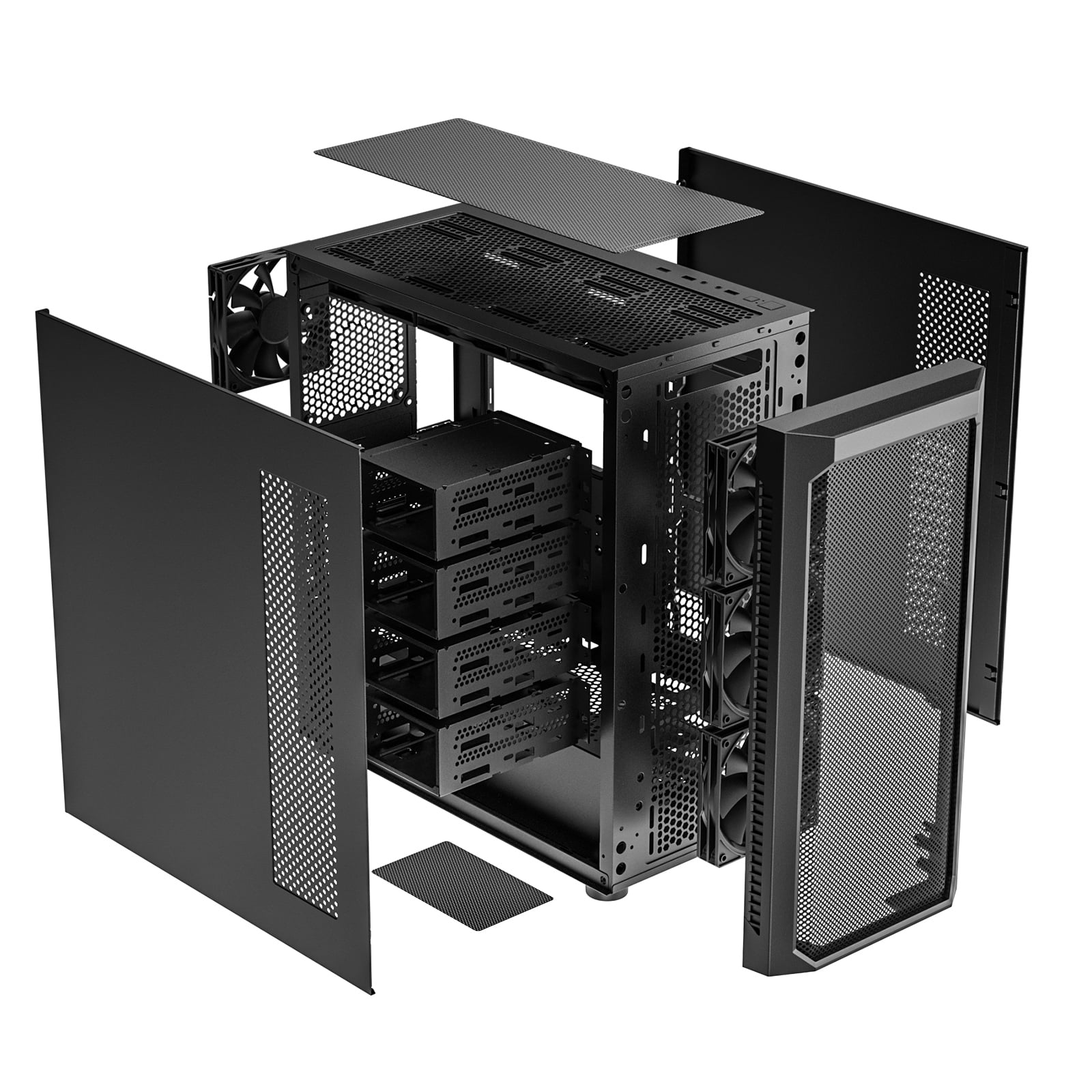 DARKROCK Classico Max Storage Master Case E-ATX Computer Case with 4x120mm Black Fan, 10 x3.5 HDD+3 x2.5 SDD USB 3.0 Ready, 360mm Radiator Supported, Vertical Slots for GPU Vertically Mount - Black