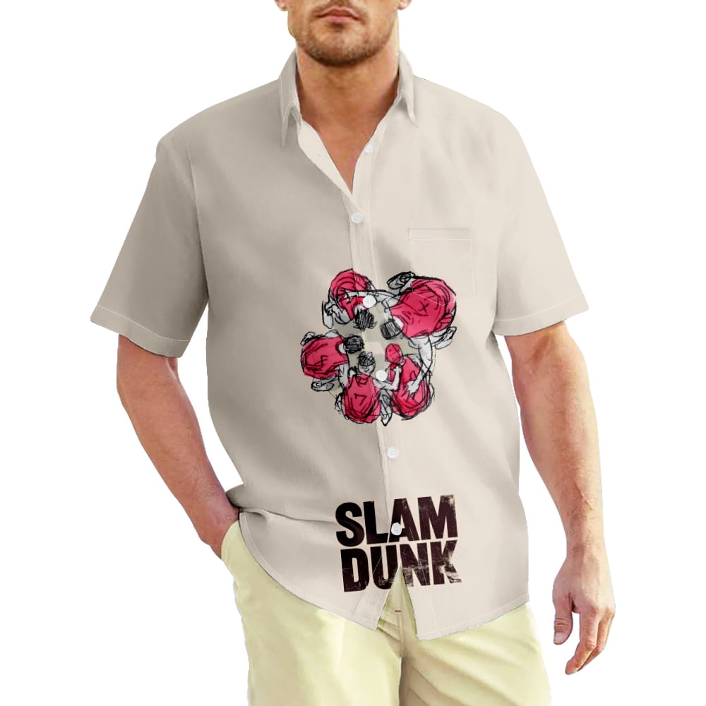 enemigo traje derrochador Men's button-down shirts Slam Dunk shirt Casual short sleeve Wrinkle Free  Father and son shirts130 - Walmart.com