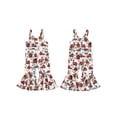 thumbnail image 2 of vera natura Little Girl Bell Bottom Jumpsuit Casual Rooster Print Round Neck Sleeveless Flare Romper Summer Clothes, 2 of 8