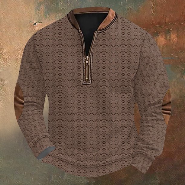 Blusas y camisas de manga larga con cuello redondo Sudadera con capucha de cuello redondo para hombre Jersey estampado Blusa de poliéster de manga larga para hombre