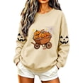 thumbnail image 2 of Women's Fall Clothes Sweatshirt Halloween Graphic Pullover Tops Crewneck Long Sleeve Casual Shirts Vintage Pumpkin Print Outerwear for Festival Party, 2 of 7