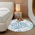 thumbnail image 2 of Summer Ocean Life Round Rugs for Living Room 4ft Marine Starfish Coral Lines Simple Art Non Slip Circle Rug Washable Low-Profile Indoor Carpet for Bedroom, Dining Room, Bathroom, 2 of 9