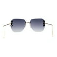 thumbnail image 4 of Rimless Foliage Flower Jewel Trim Rectangle Chic Sunglasses Gold Smoke, 4 of 4