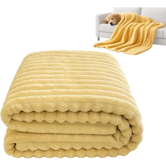 Emotional Support Yellow Dog Blanket for Large Medium Small Dogs, Hug Comfort Healing Security Calming Thunder Pet Blanket, Throw Rabbit Plush Sofa Bed Puppy Sleeping Mat (80"x90")