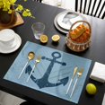 thumbnail image 3 of Anchor Coastal Placemats Set of 8, Nautical Navy Blue Ocean Summer Placemats for Dining Table, Place Mats for Kitchen Tabletop, Waterproof Wipeable Dining Table Mats Set, 3 of 9