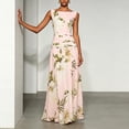 thumbnail image 2 of Morttic Women's Elegant Floral Print Sleeveless Evening Gown – Vintage Spliced High Waist A-Line Maxi Dress Back Zipper Pink，XXL, 2 of 3