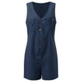 thumbnail image 4 of Pxiakgy jumpsuits for women Womens Suspenders Solid Color Button Strap Pocket V Neck Casual Women's Shorts womens jumpsuit one piece jumpsuit Blue + L, 4 of 5