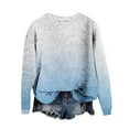 thumbnail image 2 of Womens Sweater Long Sleeve Gradient Printed Casual Loose Hoodless Sweater Blouse Light Blue L Sweater for Women, 2 of 4