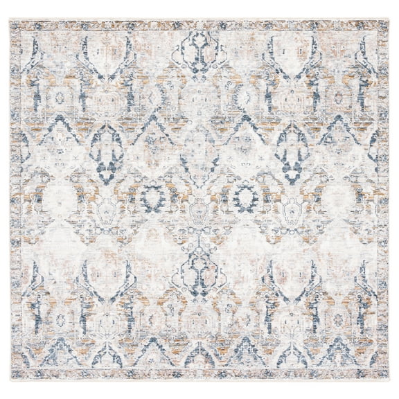 SAFAVIEH Moondust Brion Oriental Polyester Area Rug, Grey/Blue, 6' x 6' Square