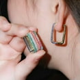 thumbnail image 4 of Gold Plated Multicolor Cubic Zircon Ladies Party Geometric Huggie Hoop Earrings, 4 of 9