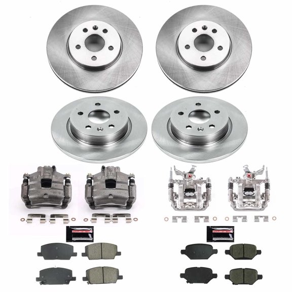 PowerStop Front and Rear Stock Replacement Brake Pad and Rotor Kit with Calipers Fits: CHEVROLET Select Models KCOE8505