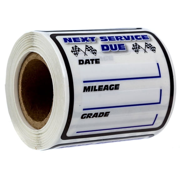 Oil Change/Service Reminder Stickers / 250 Clear Window Labels / 2" x 2" Checkered Flag Oil Change Reminders