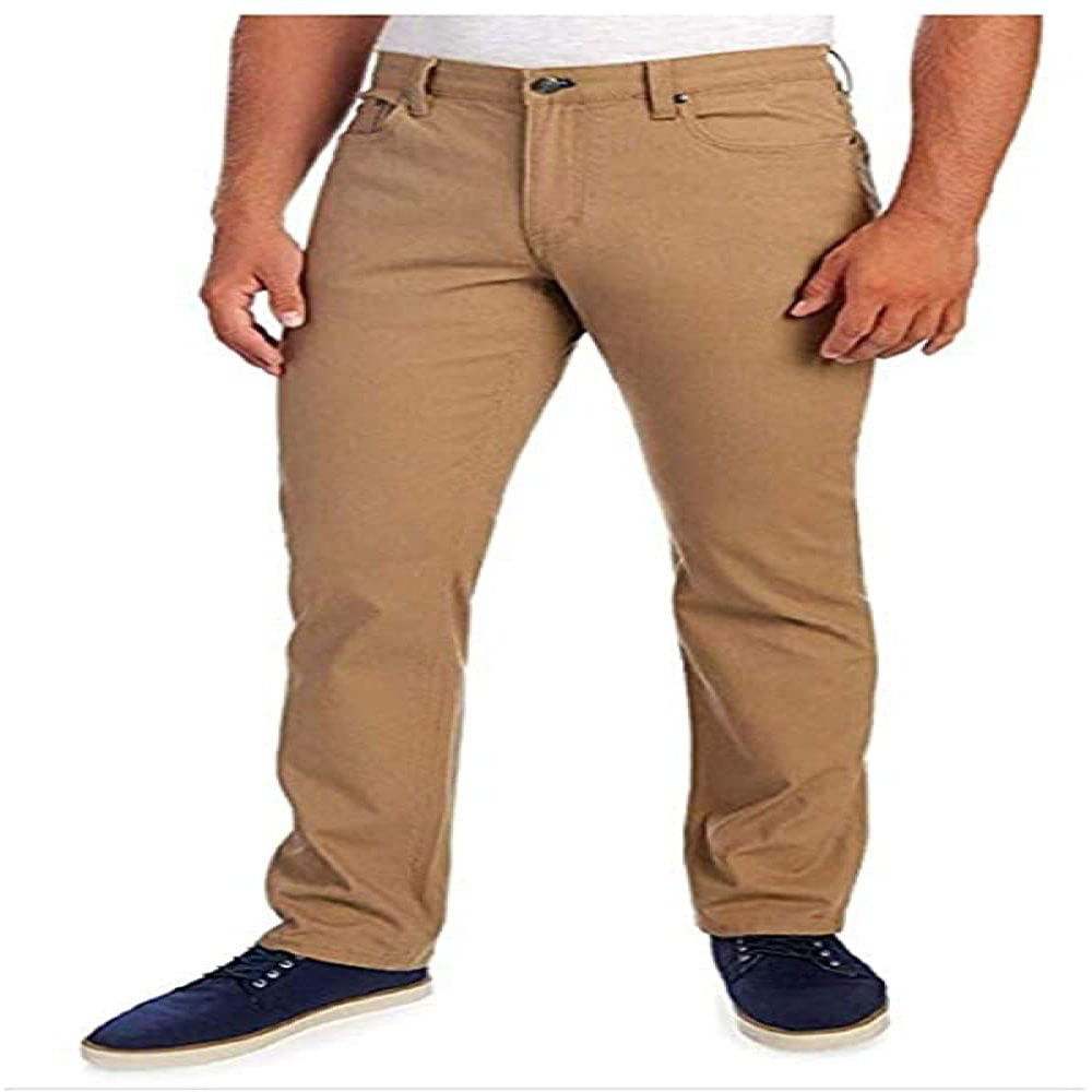 George Men's Pleated-Front Wrinkle-Resistant Color Khaki  Pants Size 34x34 