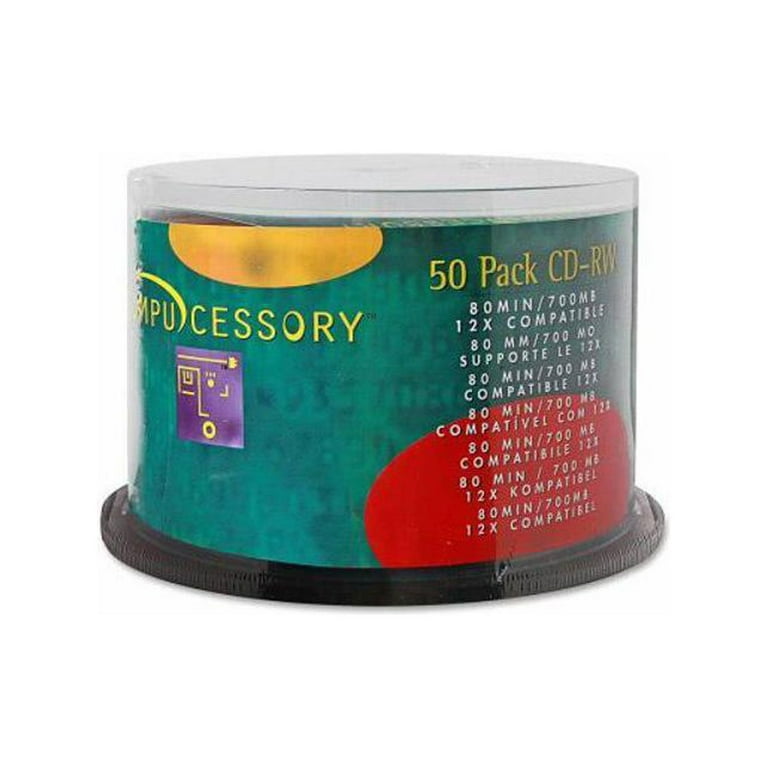 Compucessory CD Rewritable Media - CD-RW - 12x - 700 MB - 50 Pack - 120mm - 1.33 Hour Maximum Recording Time Compucessory CD Rewritable Media - CD-RW - 12x - 700 MB - 50 Pack - 120mm - 1.33 Hour Maximum Recording Time