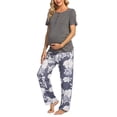 thumbnail image 3 of EKOUAER Women's Maternity Nursing Pajamas Set Breastfeeding Sleepwear Short Sleeve Top & Pants Pjs for Pregnant, 3 of 6