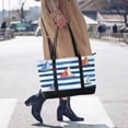 thumbnail image 4 of FORMRS Canvas Laptop Tote Bag for Women with 15.6" Computer Compartments Shoulder Handbag, Blue Sailboats, 4 of 7