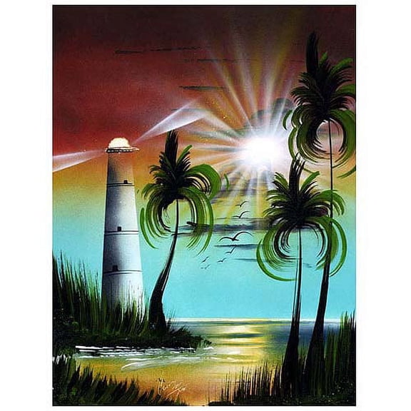 Trademark Fine Art "Lighthouse at Sunset" Canvas Art by Conrad, 18x24