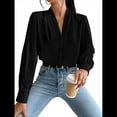 thumbnail image 2 of Blusas de Trabajo para Mujer, Blusas de Larga, Blusas de Oficina con Cuello en V, Blusas de para Mujer Negro L, 2 of 10