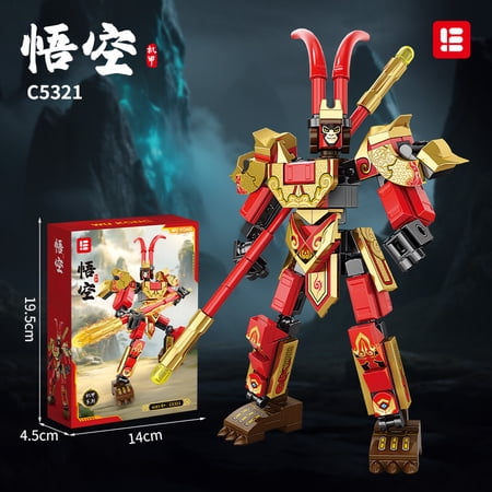 Building blocks, Sun Wukong assembling toys, puzzle children's gift, Qitian Great Saint mecha boy model, golden hoop stick
