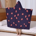 thumbnail image 5 of Red Strawberry Plants Dark Pattern Hooded Bath Towel，50"x30" for Ages 3 To 12 Kids, Quick Dry Lightweight Soft Microfiber Hood Beach Towel Cover Up for Kids, 5 of 7