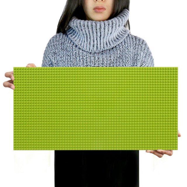32*64 Holes Classic Building Blocks Base Board, DIY Assembled Building Blocks Wall Compatible With Brand Gift Toys for Children,Light green