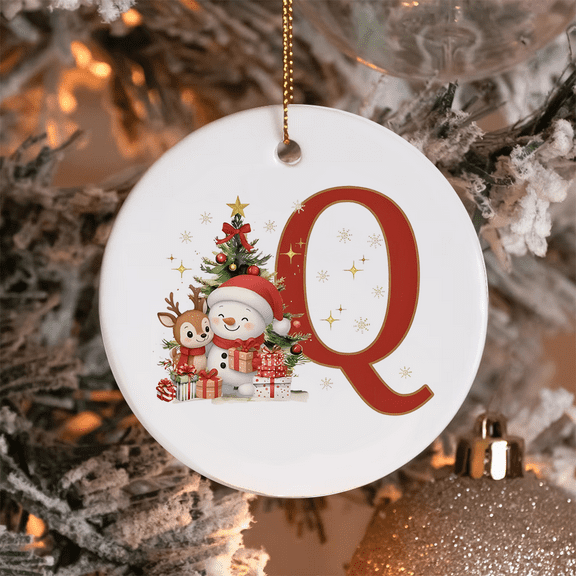 Letter Q Pendant，Anniversary Plaque，Christmas Tree Decor,Ceramic Ornament,Keepsake Ornament,Married Ornament,Hanging Ornaments,Decorative Hanging Ornaments,Suitable for Christmas, gift giving