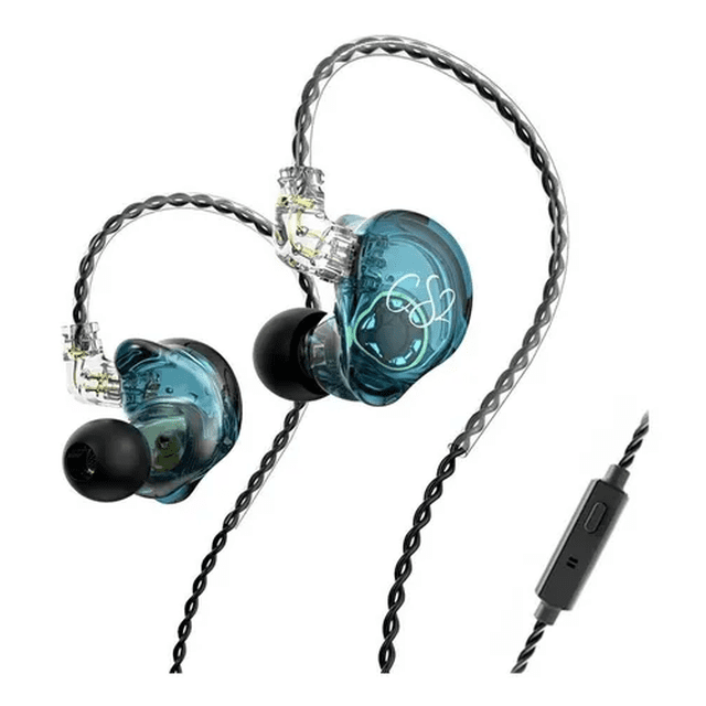 Audífonos In-ear Trn Cs2 Azul Transparente,con Micrófono Malubero Malu1482