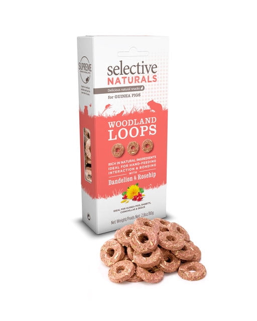 Photo 1 of 2 pack Selective Naturals Woodland Loops for Guinea Pigs with Dandelion Rosehip - Pack of 4 x 80g---exp date 08/2022