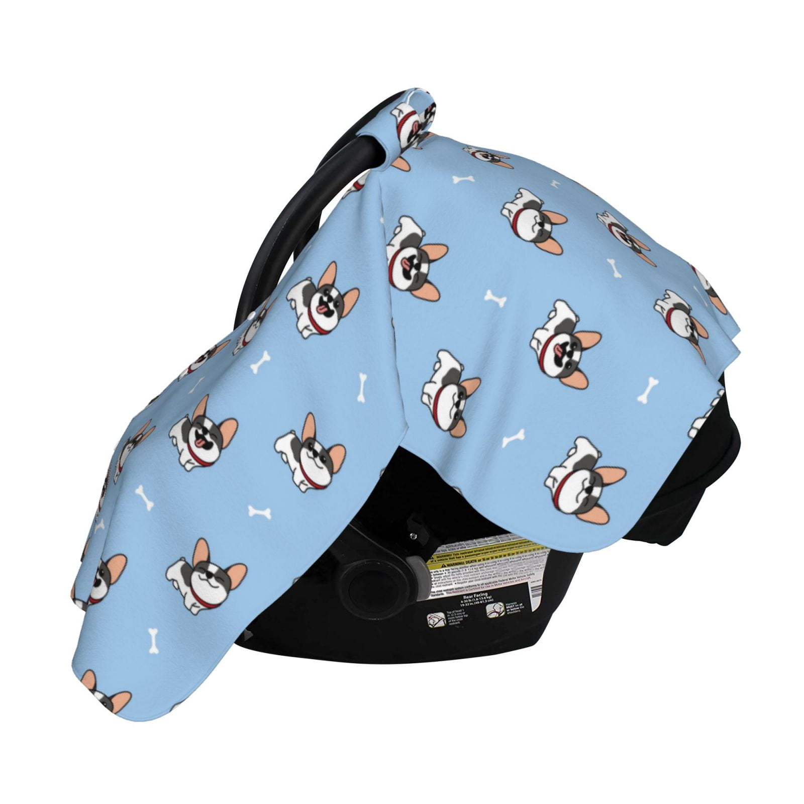 Naloa French Bulldog2 Baby Car Seat Cover, Breathable Baby Carrier Cover, Multiuse Baby Carrier Cover & Nursing Breastfeeding Cover