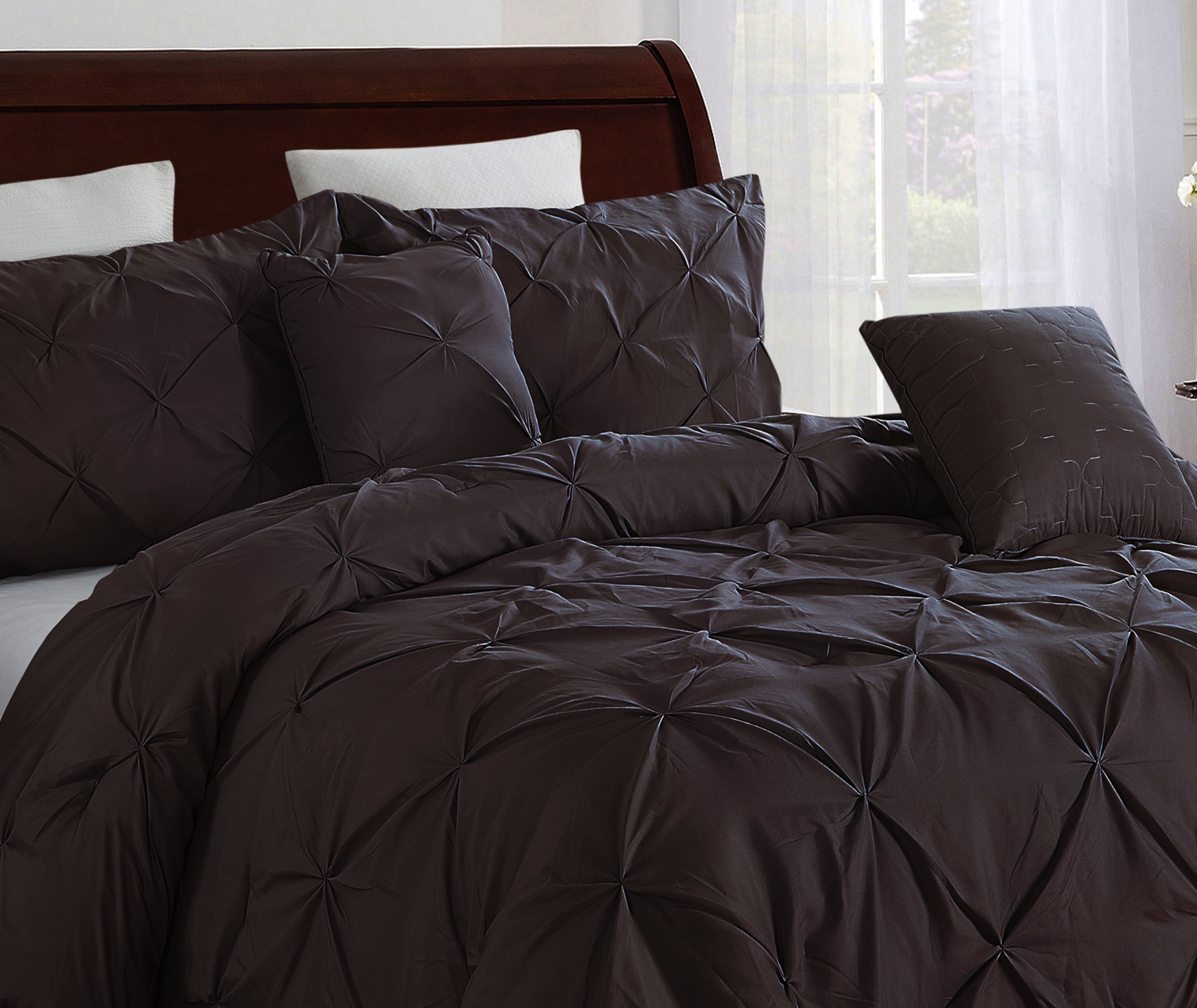 5 piece Pintuck King Comforter set, Chocolate