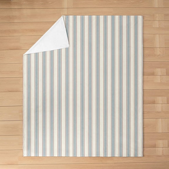 Blue Striped Fleece Blanket for Bed and Couch Soft Warm Throw Blanket