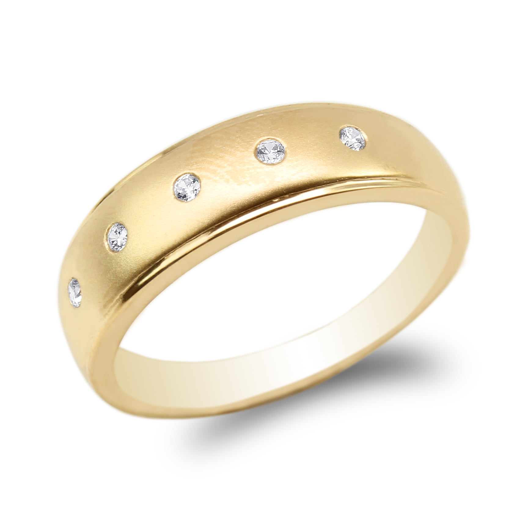 jamesjenny Mens 10K  Yellow Gold  Ring Round CZ Wedding Band Ring SIZE 8-12 