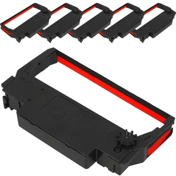 LABSERRON 6Pcs Cash Register Ribbon Printing Machine Replacement Ink Ribbon Holder 12.1x7.5x1.5in Black Red Plastic