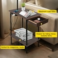 thumbnail image 2 of OUTON Floor Lamp with Table, End Table with Lamp for Living Room with USB & Type C Charging Port, Dimmable Lamps for Nightstand Attached for Bedroom, Walnut, 2 of 13