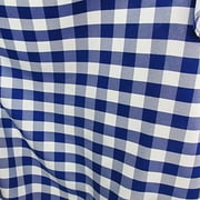 60" Wide Checkered Gingham Buffalo Check Polyester Poplin Fabric - Royal Blue and White by the yard