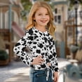 thumbnail image 3 of Xixirimido Black Cow Spot Pattern Girls Long Sleeve Shirts Casual T-shirt Loose Fit Tunic Tops Crewneck Tie-hem Blouse Tees for Fall Winter, Size 9-10, 3 of 7