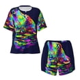thumbnail image 4 of Lsque Howling Wolf Women's Short-Sleeved Pajama Set - 2 Piece Soft and Lightweight Sleepwear Set-Small, 4 of 9