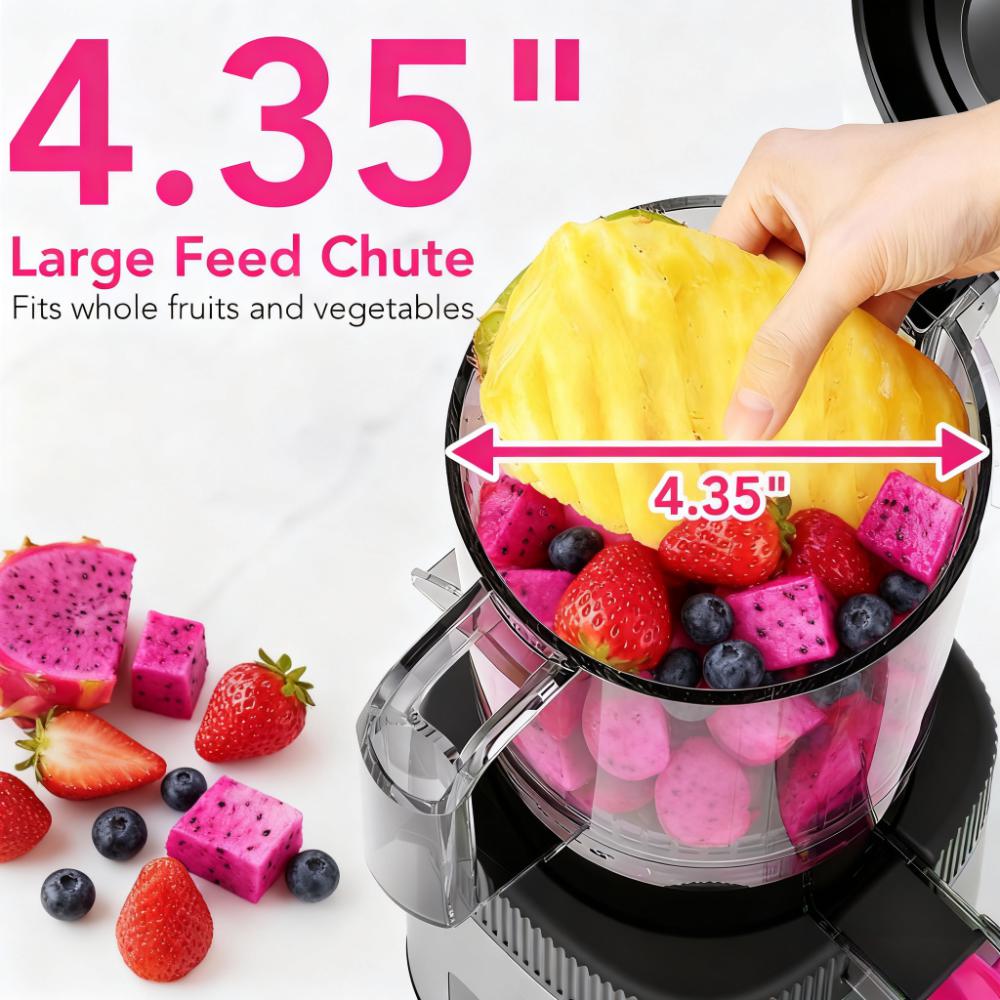KNDKO Clod Press Juicer, 4.35" Wide Feed Chute Juicer Machine, Slow Masticating Juicer for Whole Vegetables & Fruits