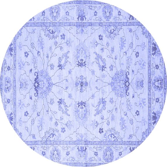 Ahgly Company Indoor Round Oriental Blue Traditional Area Rugs, 7' Round