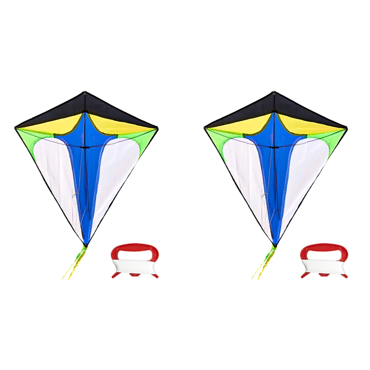 Private Jungle 2Pcs Colorblock Rainbow Rhombus Kite,Diamond Kite Fashion Novelty Lightweight Eye-catching Easy Installation Polyester Rainbow Outdoor Sports Kite
