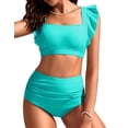 thumbnail image 1 of Conjunto de bikini Kate Kasin para mujer con cintura alta, talla M, color verde mar, 1 of 8