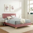 thumbnail image 2 of Platform Bed Frame, Tufted, Pink, Velvet, Mid Century Bedroom, Modern Contemporary Boutique HB35553, 2 of 8