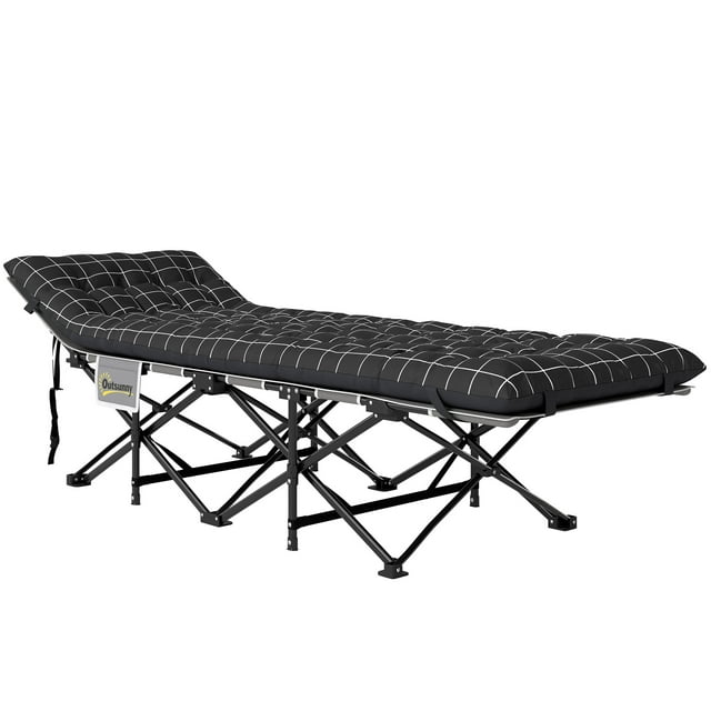 CoSoTower 26.4" Wide Folding Bed, Camping Cot for Adults with Mattress, Storage Pocket, Carry Bag, Max Load 330 LBS, Black