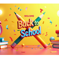 thumbnail image 4 of Welcome Back to School Banner Pencil Apple Basketball Decorations Classroom Poster Party Supplies Learning Event Educational Backdrop, 4 of 4