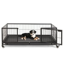 Erinnyees 42" Heavy Duty Dog Whelping Box, Metal Puppy Incubator with Lockable Wheels & Removable Tray