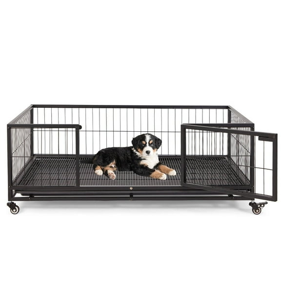 Erinnyees 42" Heavy Duty Dog Whelping Box, Metal Puppy Incubator with Lockable Wheels & Removable Tray