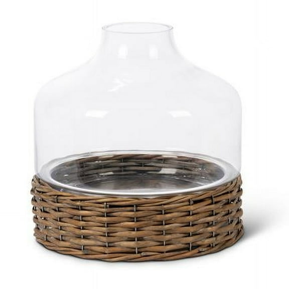 Gerson 11.4-in D x 11-in H Glass and Rattan Cloche