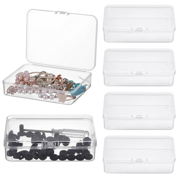 6 PCS Mini Plastic Box, Small Transparent Box, Rectangle Clear Plastic Storage Container, Portable Travel Holder with Lid, Small Items Organizer for Beads, Sewing Supplies, Craft Accessories
