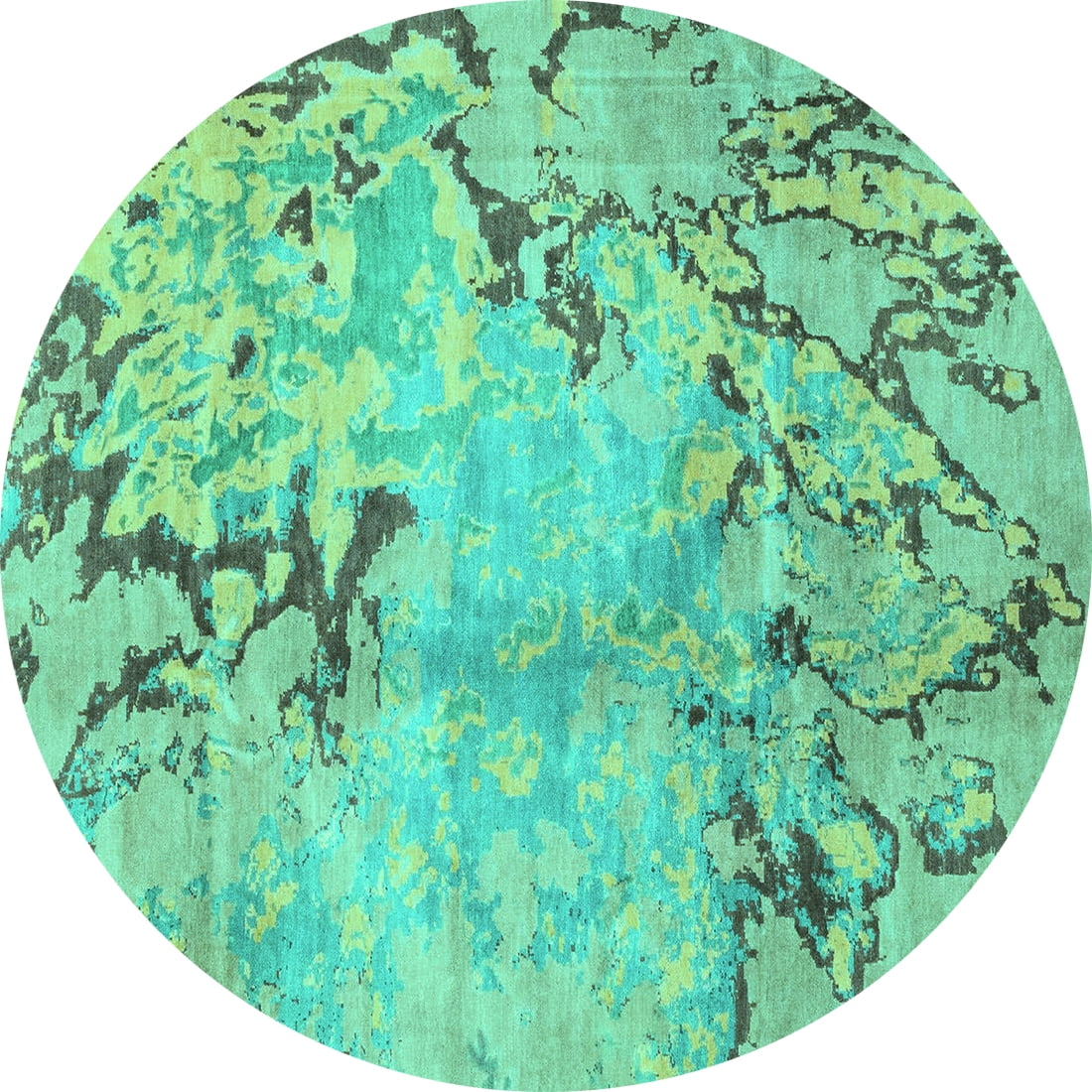 Ahgly Company Indoor Round Abstract Turquoise Blue Modern Area Rugs, 8 ...